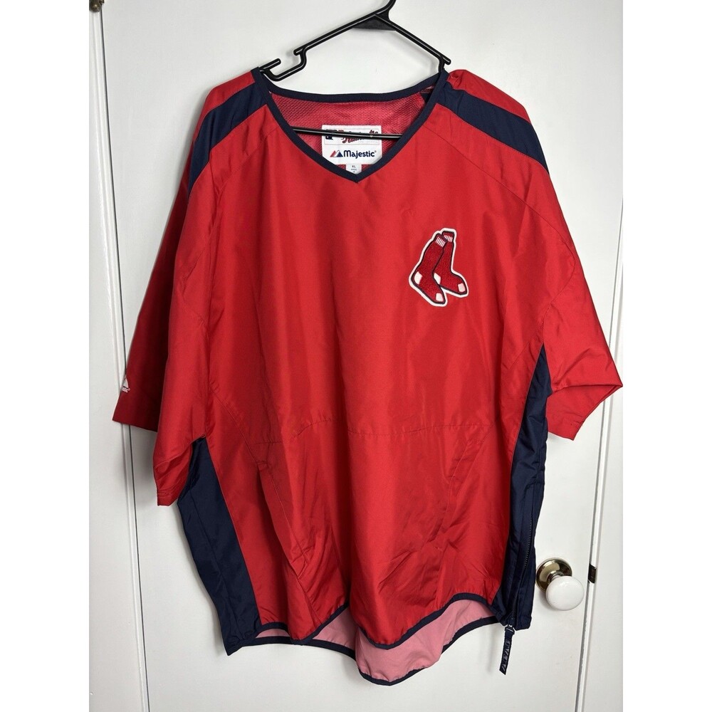 Majestic Authentic Boston Red Sox Windbreaker Dugout Jacket Mens XL Red 2000s